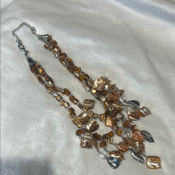 Double strand bohemian amber glass charm Multi-Tone Necklace one size - Picture 6 of 6